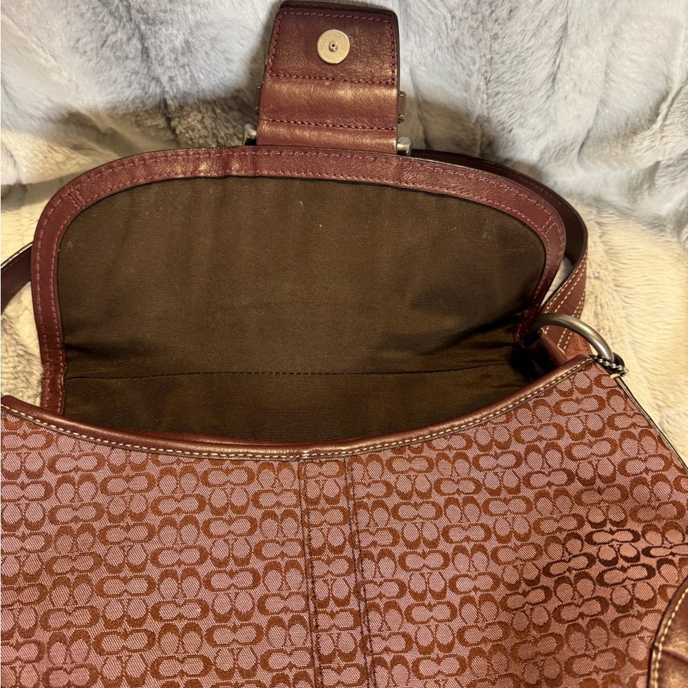 Coach - Limited Edition SoHo Studded Flap Hobo Bag - 2007 Burgundy - Picture 9 of 12